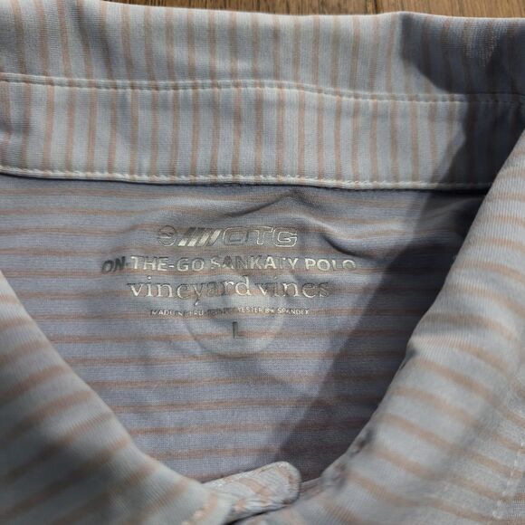 Vineyard Vines Polo Shirt Mens Striped Stretch OTG On The Go Sankaty Large L - Picture 4 of 9